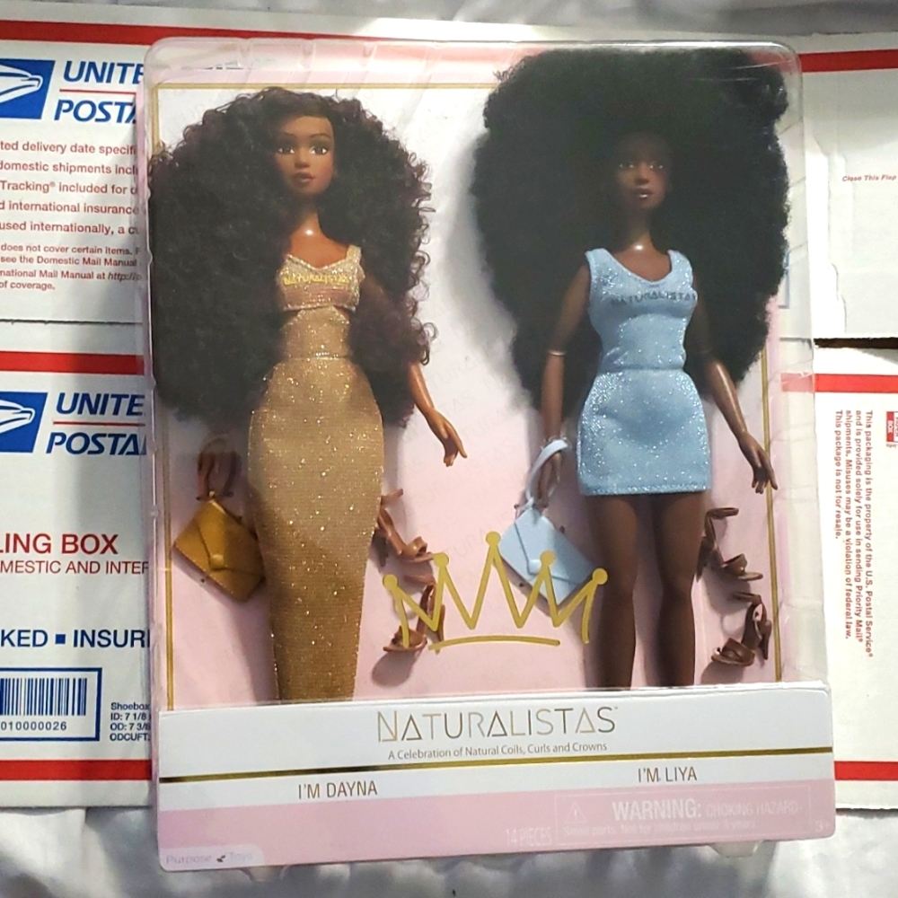 : Pack of 2 Naturalistas Dayna and Liya natural hair african american dolls. - Picture 2 of 7